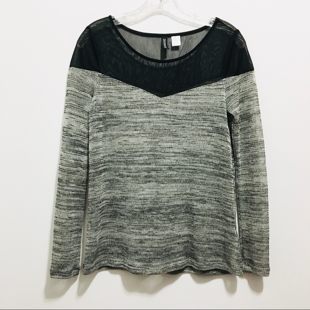 Divided by H&M Women’s Knit Grey Mesh Chest Sweater
